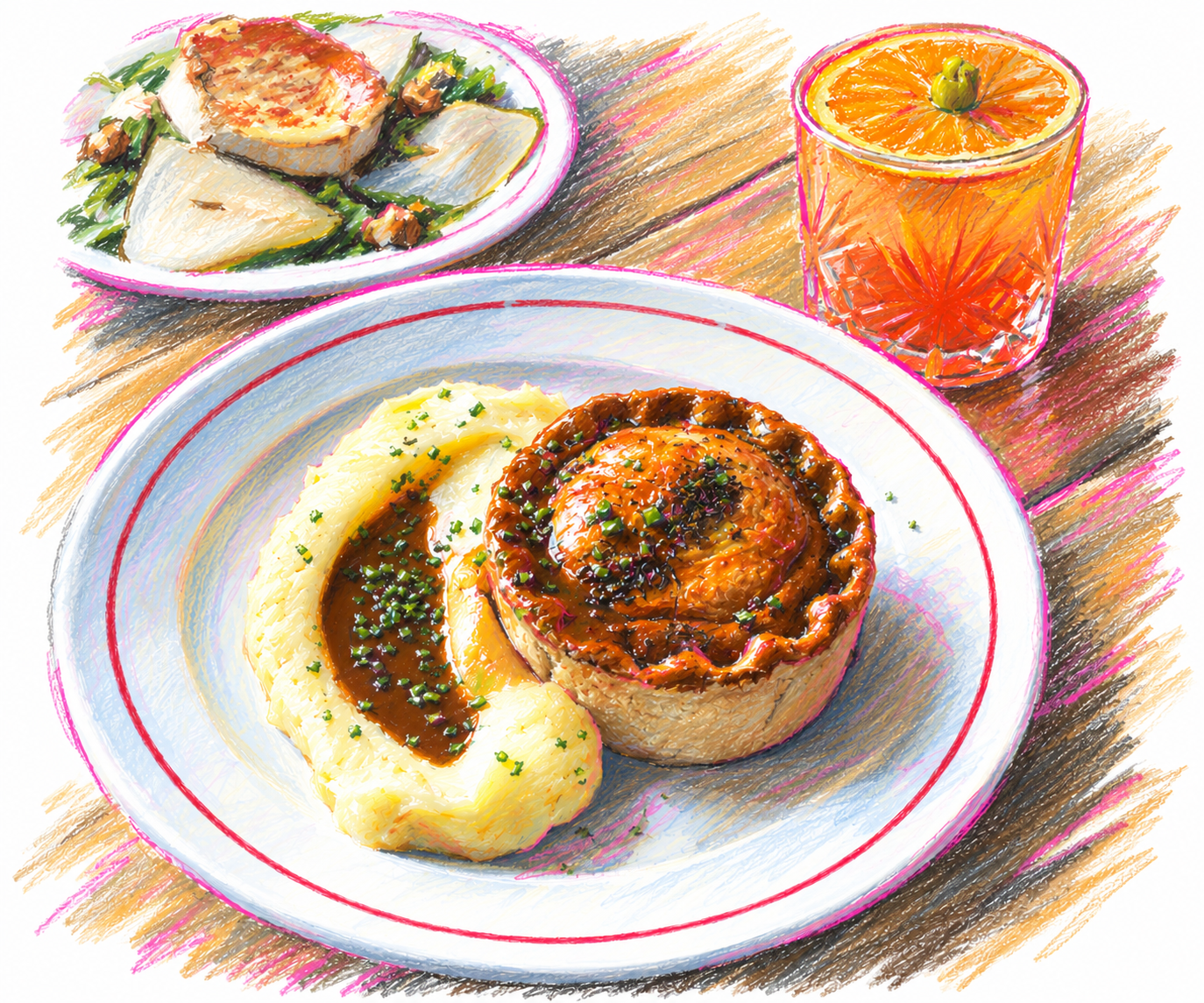 Illustrated Pie and Cocktail Feast
