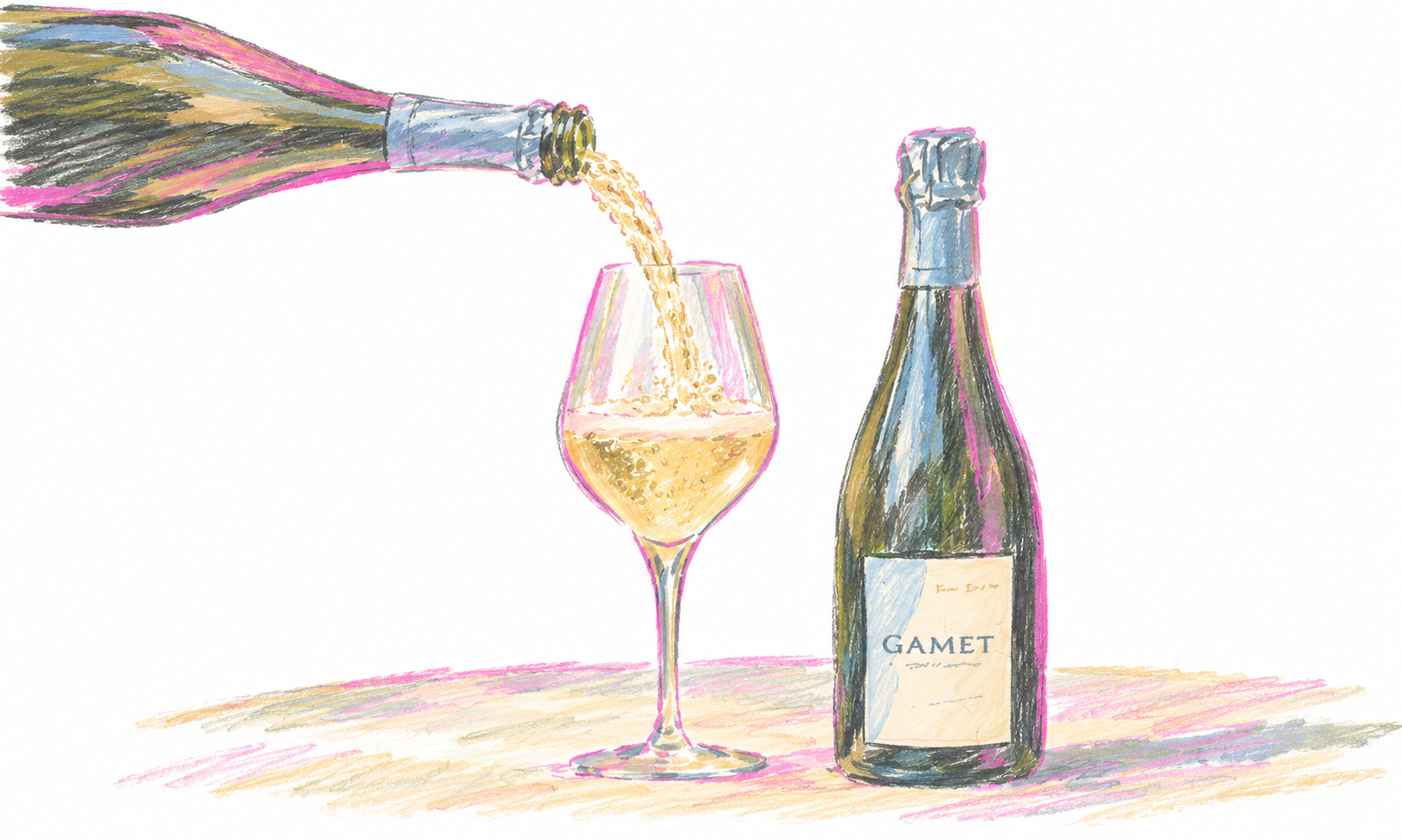 Pastel Champagne Pouring Scene Pastel Champagne Pouring Scene
